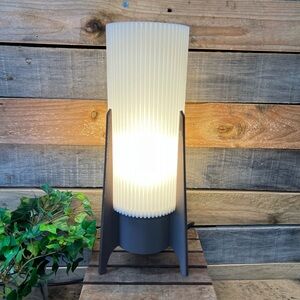 3-D Printed Modern Hard Plastic  Rocket Lamp with Modern Molded Shade
